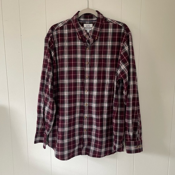 Croft & Barrow Burgundy and White Plaid Shirt - Picture 1 of 9